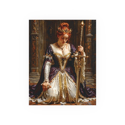 Medieval Print Warrior Queen Wall Art Oil Painting Poster Gothic Castle Signed - Picture 13 of 18