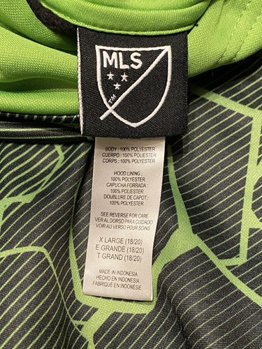 Seattle Sounders FC Youth MLS Pullover Hoodie XL Green Black Pockets 18/20 - Picture 6 of 8