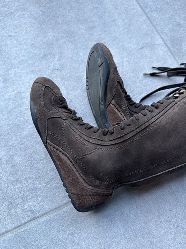 Vintage Esprit Suede Leather Lace Up Sneakers Brown Knee High Boxing y2k Shoe 38 - Picture 12 of 15