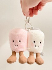 Jellycat Amuseables Pink  White Pair Marshmallows Bag Charm-NWTags  Protector