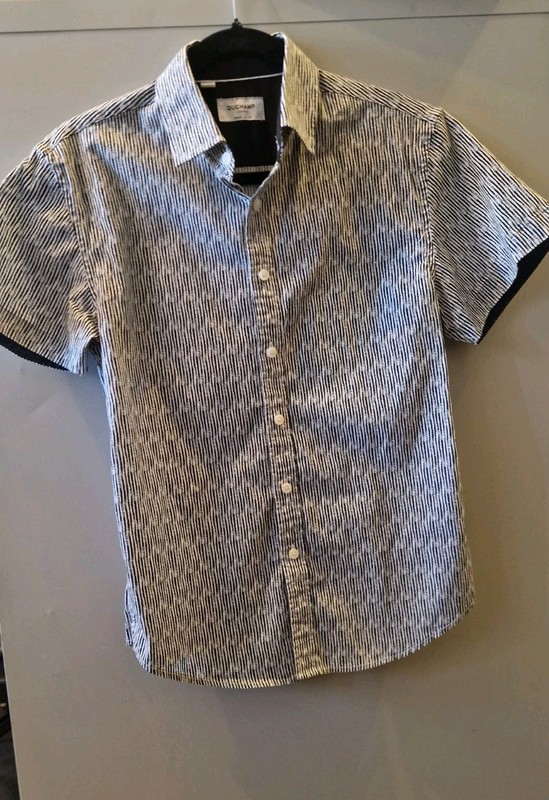 Duchamp London Short Sleve Stripe Casual Shirt Cotton 14.5 - Small