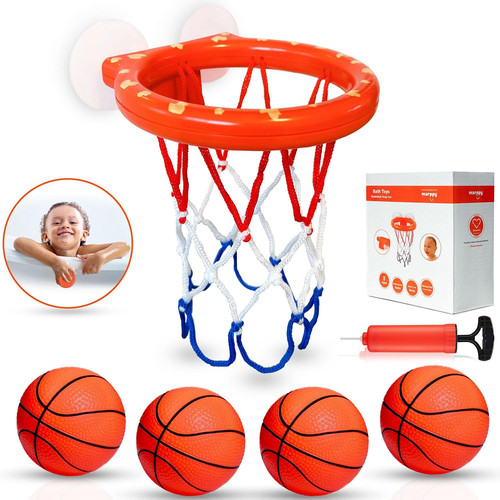 Bath Toys, Bathtub Basketball Hoop for Toddlers Kids, Boys and Girls with 4...