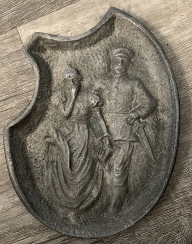 Gusseisen Mann/Frau freches Tablett/Briefbeschwerer 5x4" - Bild 1 von 2