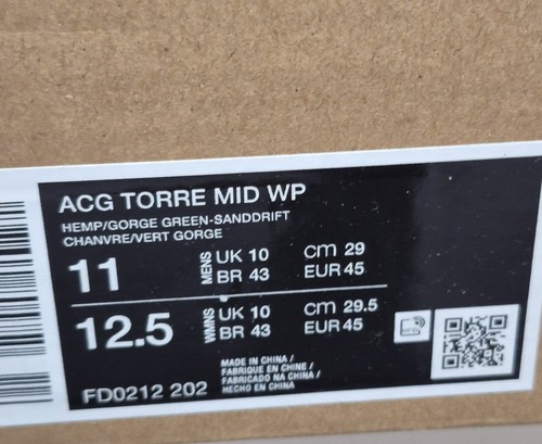 ACG Torre Mid WP Men's Size 11 Hemp/Corge Green-Sanddrift FD0212 202 Fast Ship - Picture 9 of 9