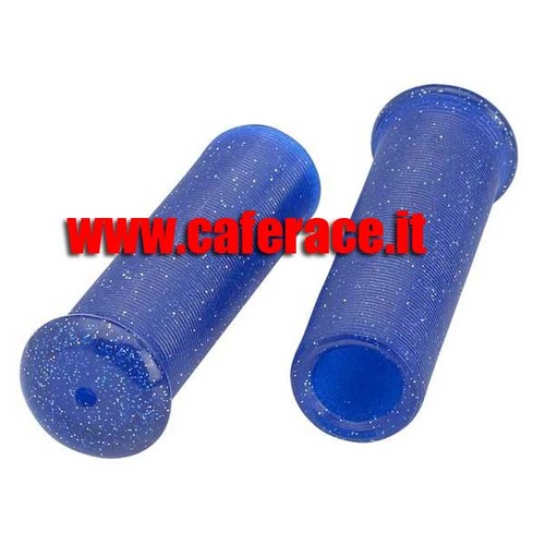 Manopole da moto in gomma old school metal flackes colore blu da 1" 25,4mm - Picture 2 of 2