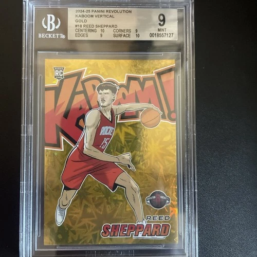 2024-25 Panini Revolution - Kaboom! Vertical Reed Sheppard #18 (RC) Gold /10 BGS