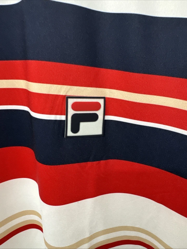 Camisa de tenis Pickleball XXL para hombre Fila, blanca y rayas, nueva con etiquetas Foto 4 de 4