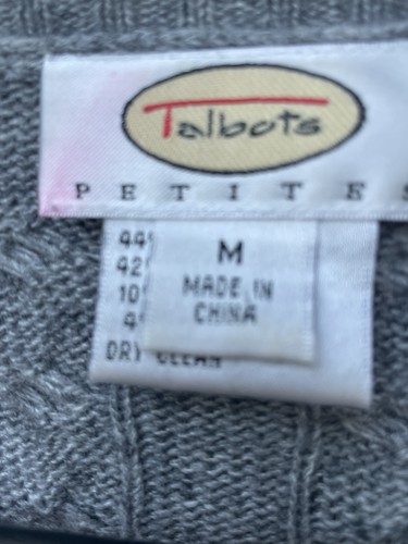 Talbots PETITES Strickjacke Pullover grau Kaschmir Wolle Zopfmuster Gr. M - Bild 3 von 4