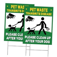 2-Pack No Pooping Dog Signs for Yard  Clean Up After Pet Waste, 13"x10"