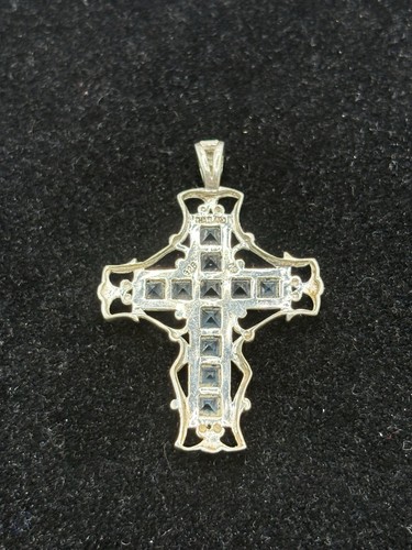 Vintage Sterling Silver Blue Topaz Cross Pendant 925 5 Grams W17 - Picture 6 of 8