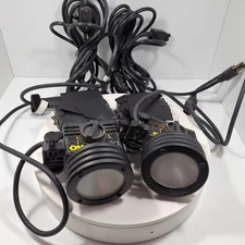 2 Lowel Pro Lighting Fixtures w/ 120V Lamps & Inline Switch Cables  Tested Works