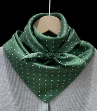 100 Silk 25" Scarf square men Women neckerchief Wrap Polka Dot green SC5-B