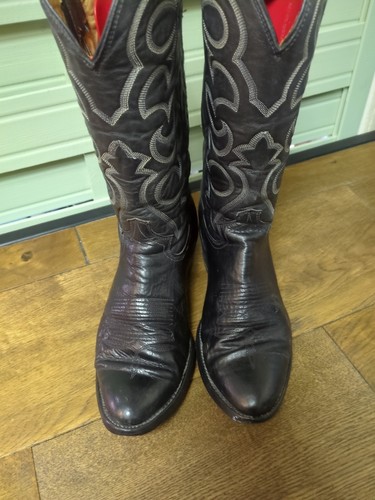 Justin Cowboy Boots Size 4.5 UK Black Leather Great Wear Quality Boots - Picture 6 of 10