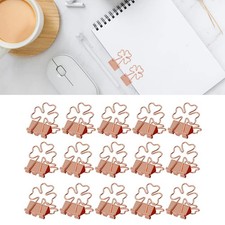 15Pcs Paper Binder Clips Cute Rose Trefoil Strong Clamping Force Metal Small