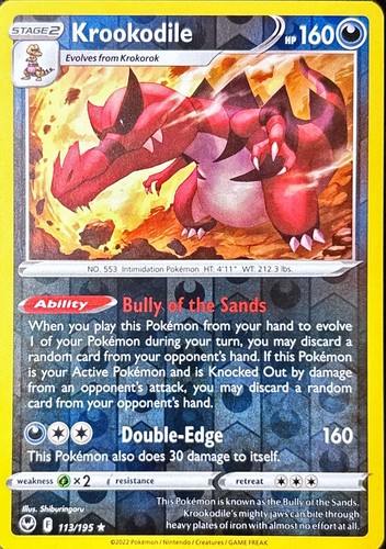 Krookodile 113/195 Swsh12: Sword & Shield - Silver Tempest Reverse Holo - Picture 1 of 2