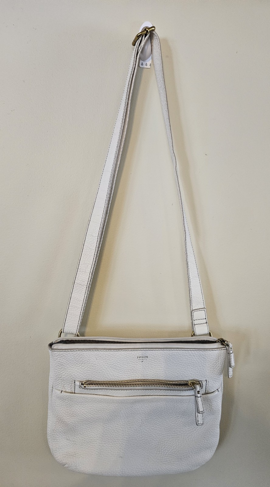 Fossil Women's White Purse Handbag Shoulder Bag Adjustable Strap
