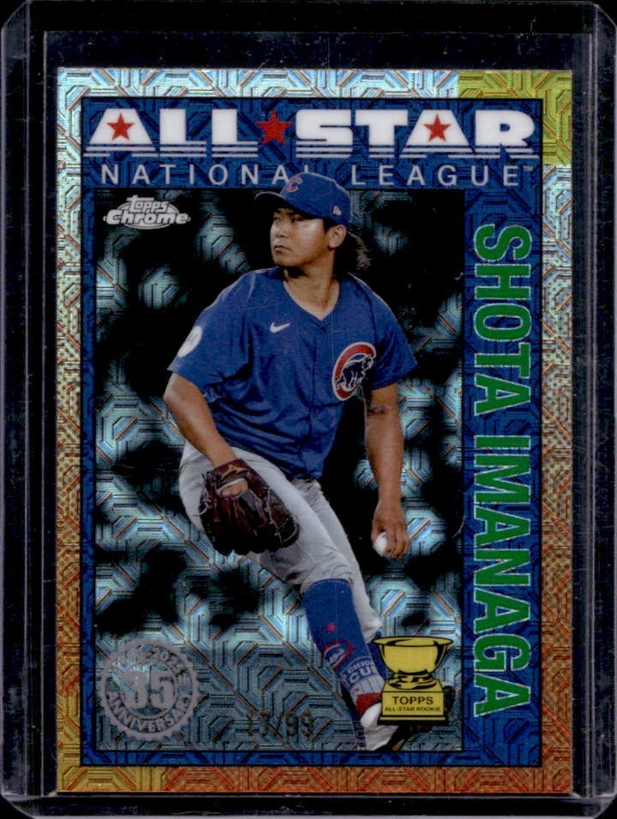 2025 Topps Shota Imanaga 1990 Chrome All-Star Silver Pack Green Refractor #17/99