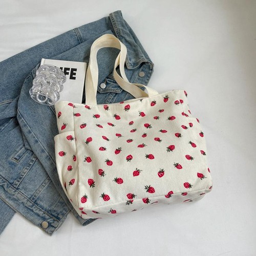 Women’s Corduroy Shoulder Bag Fashion Handbag Printed Leisure Commuter Bag - Picture 26 of 28