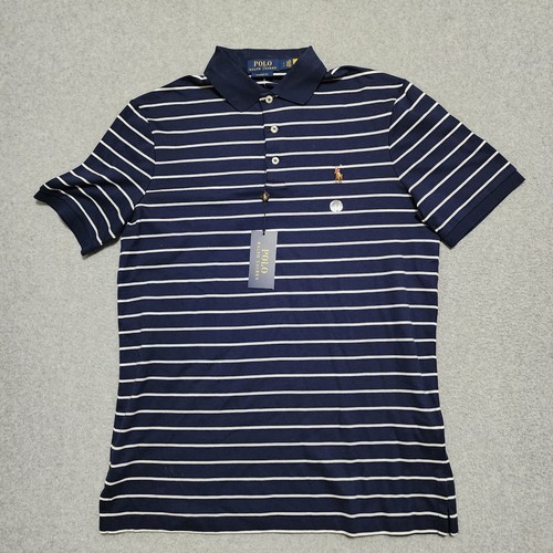 Polo Ralph Lauren Shirt Men's Small Stripe Blue Flesh Pony Polo Golf Classic NWT - Picture 2 of 10