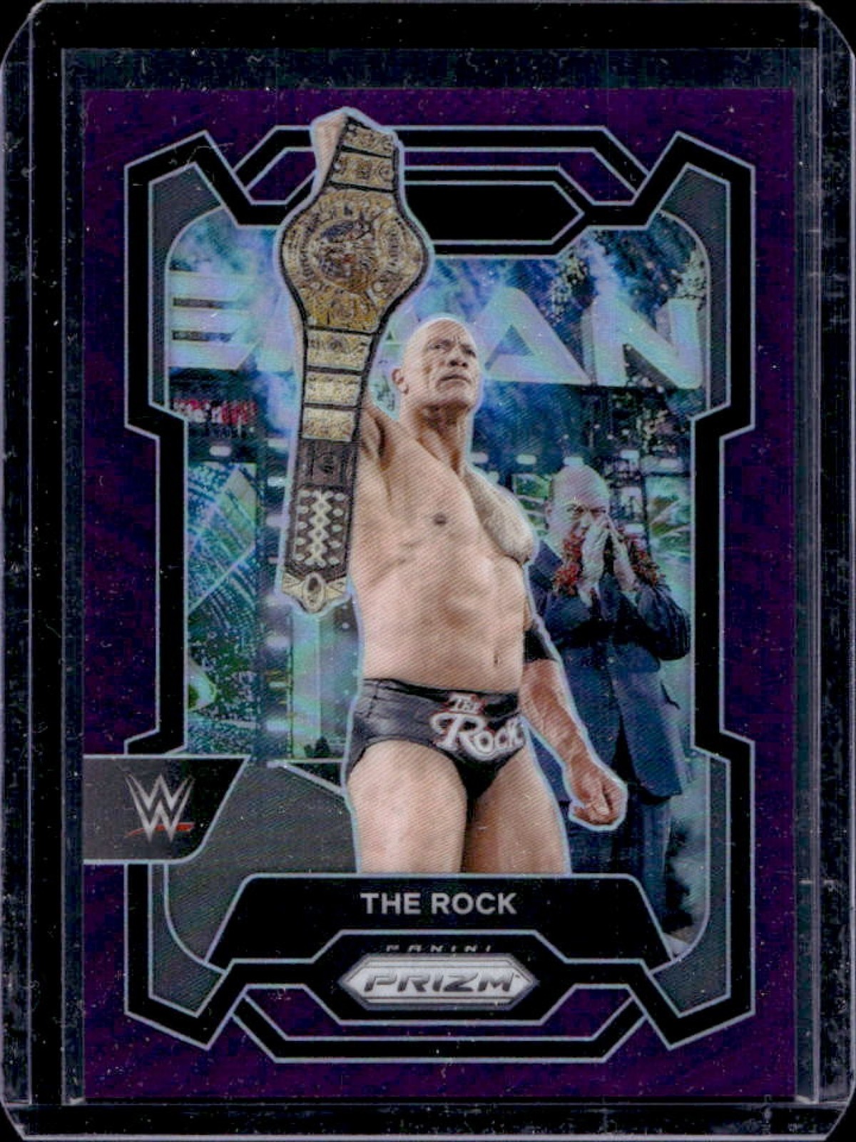 2024 Prizm WWE The Rock Purple Prizm #60/149