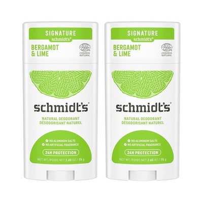 Schmidt's Aluminum Free Natural Deodorant Bergamot & Lime 2 count 2.65 oz