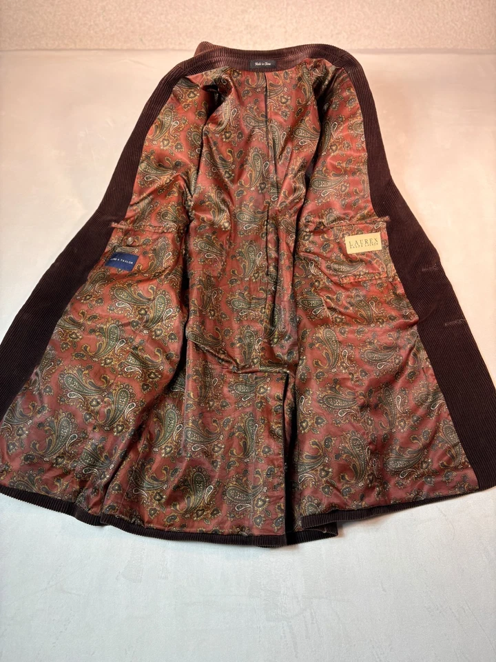 Blazer Lauren Ralph Lauren 42R Pana Marrón Chocolate Abrigo Deportivo Traje Chaqueta Foto 2 de 4