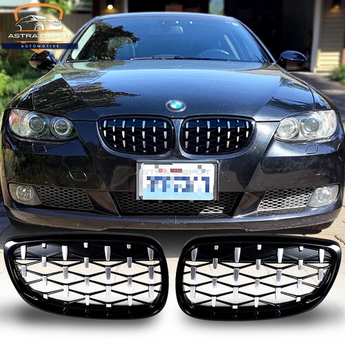 Gloss Black Diamond Front Kidney Grille For BMW E92 E93 M3 328i Coupe 2007-2010 - Picture 9 of 9