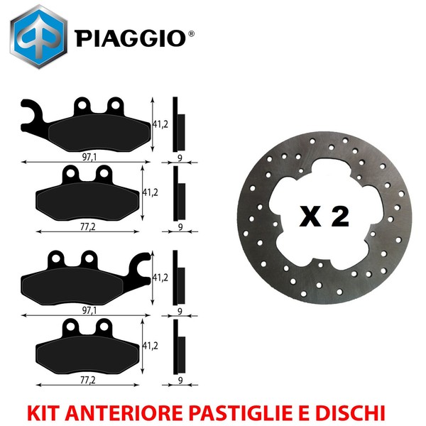 Satz BremsbelÄGe UND Bremsscheiben Vorne Piaggio X9 250 Evolution 2005-image
