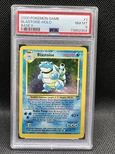 2000 Pokemon Base Set 2 Blastoise #2 English Holo Rare 2/130 - PSA 8 NM-MT