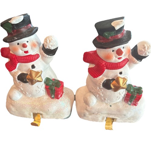 Set 2 porta calze Babbo Natale e pupazzo di neve 4,75" - Foto 1 di 5