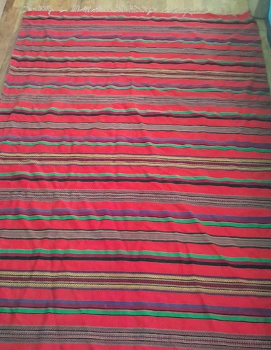 Vintage Wool Native-American, Indian Blanket, Rug Handwoven 86" X 57" - Picture 2 of 9