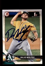 Signed Baseball Card Auto Dallas Woolfolk 2018 Bowman #BD-127 Oakland A's