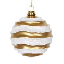 Vickerman M132175 Gold Silver Candy Glitter Wave Ball Ornament - 8 in.