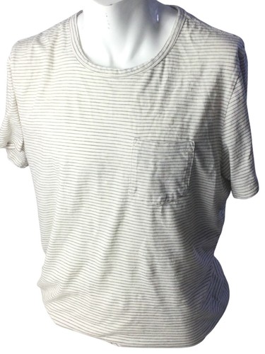 Herren Marine Lagenlook gestreift weiß & marineblau Baumwolle T-Shirt mit Tasche L*EUC