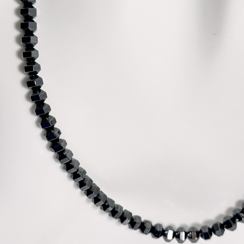Beaded Stone Necklace Gunmetal Silver Facetted Beads Costume Jewellery 44cm - Picture 2 of 6