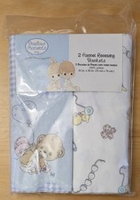 Vintage 2 Flannel Receiving Blankets 30" X 30" Precious Moments New In Package