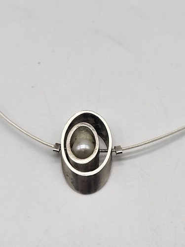 Sterling Silber 925 Perlen Anhänger Halskette beschichteter Draht zierlich schlicht - Bild 3 von 8