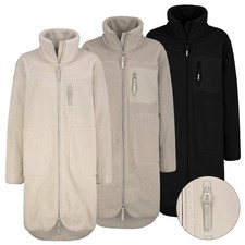 Sublevel Damen Fleecemantel lang mit Brusttasche