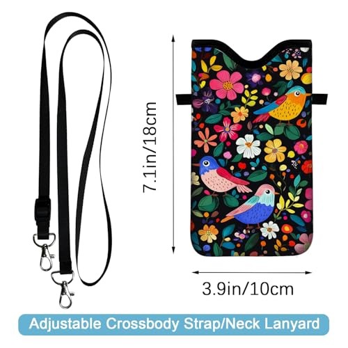 Neoprene Cell Phone Sleeve Pouch Case Bag with Crossbody Strap Neck ...