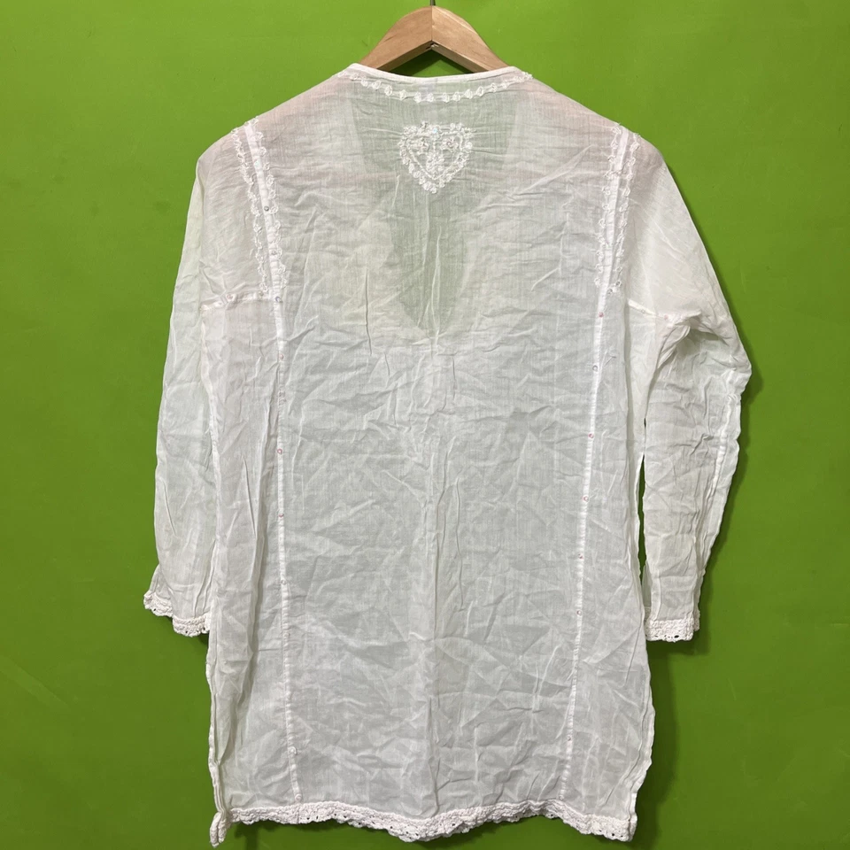 Large Becca Rebecca Sheer Floral Swim Coverup Tunic Boho Beach Resort - Image 4 of 4