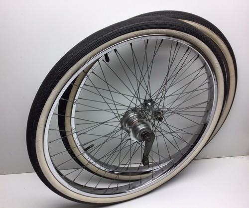 Vintage 60er Jahre Schwinn 26” 1 3/4” S7 Chrom Räder Felgen Bendix 2 Gang Kickback