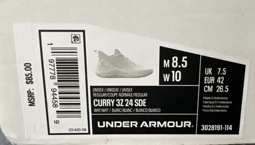 Scarpe da basket Under Armour Curry 3Z 24 da uomo in argilla bianca 3028191-114 taglia 8,5 - Foto 14 di 14
