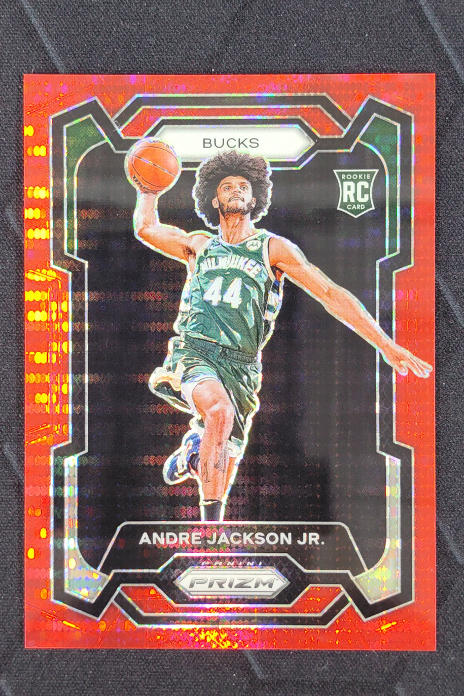 2023-24 Panini Prizm Andre Jackson Jr. Prizms Red Pulsar /299 #131 Bucks