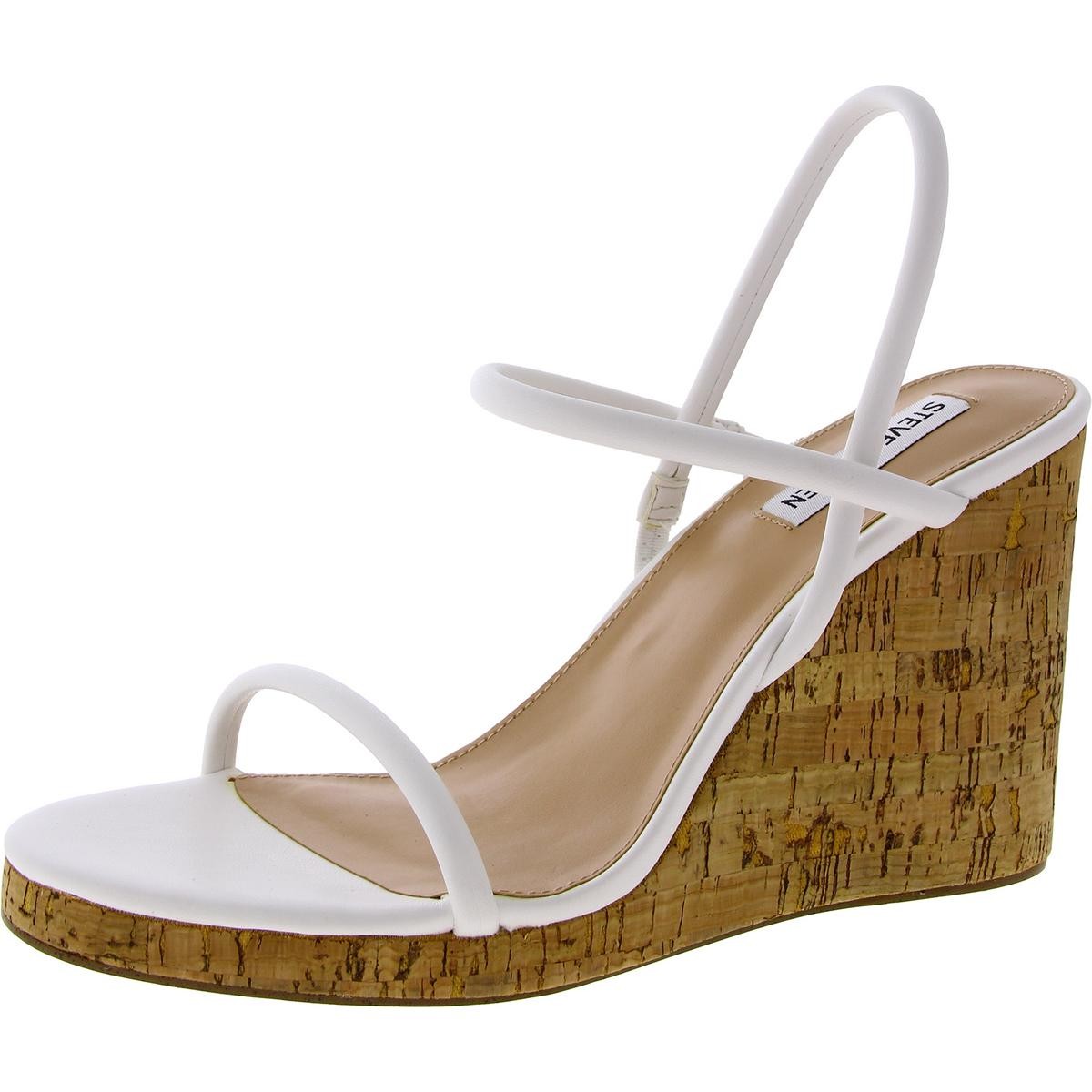 Steve Madden Женские белые босоножки Morgan на танкетке, размер 9,5, средний (B, M), BHFO 0762