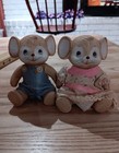 Vintage Homco Porcelain Girl Boy Mice Set Jointed Moveable Arms and Legs