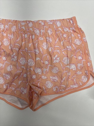 Lake Pajama Sleep Shorts Elastic Waist Pima Cotton Floral Flowers Orange Large - Bild 3 von 7