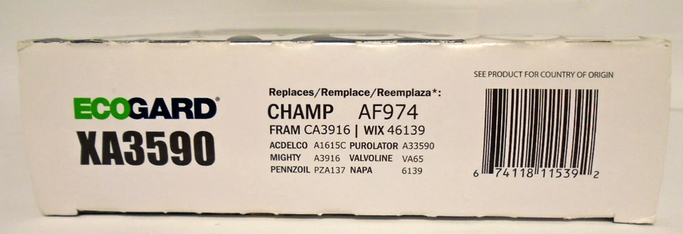 Ecogard Premium Air Filter XA3590 For Select Buick Chevy Oldsmobile Pontiac F/S Foto 3 de 4