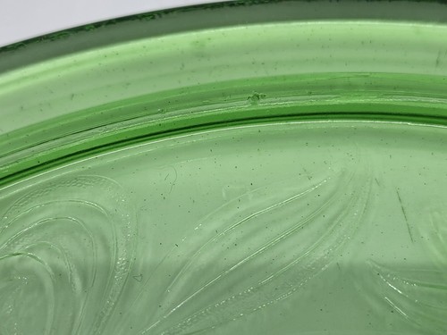Vintage Green Depression Glass Jeannette Footed Cake Plate Stand 10" Sunflowers - Picture 10 of 12
