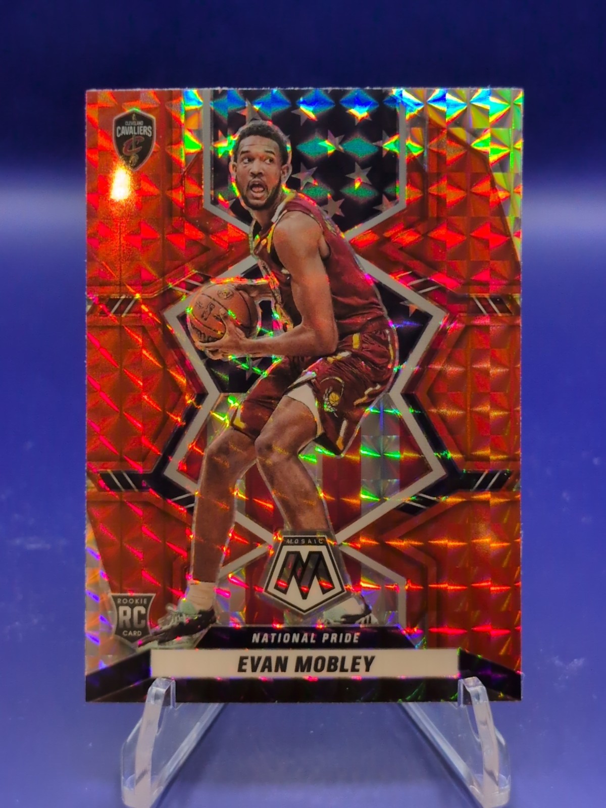 2021-22 Panini Mosaic - National Pride Evan Mobley #258 Red Mosaic Prizm (RC)