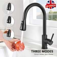Kitchen Sink Mixer Taps Pull Out Spout Spray Single Lever Modern Mono Tap Black